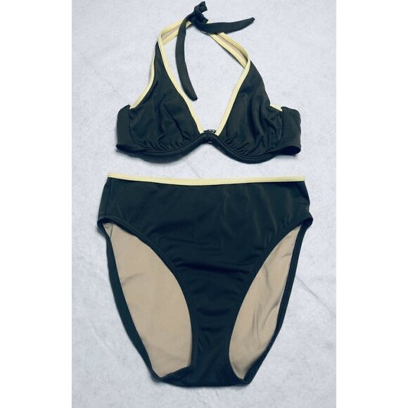 Victorias Secret Bikini Womens Small 34C Green Underwire Halter Swim Beach Boho - Picture 1 of 11